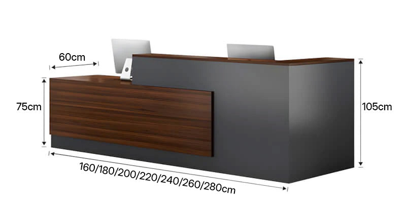 Modern Office Reception Desk with Storage for Offices - Dimensions