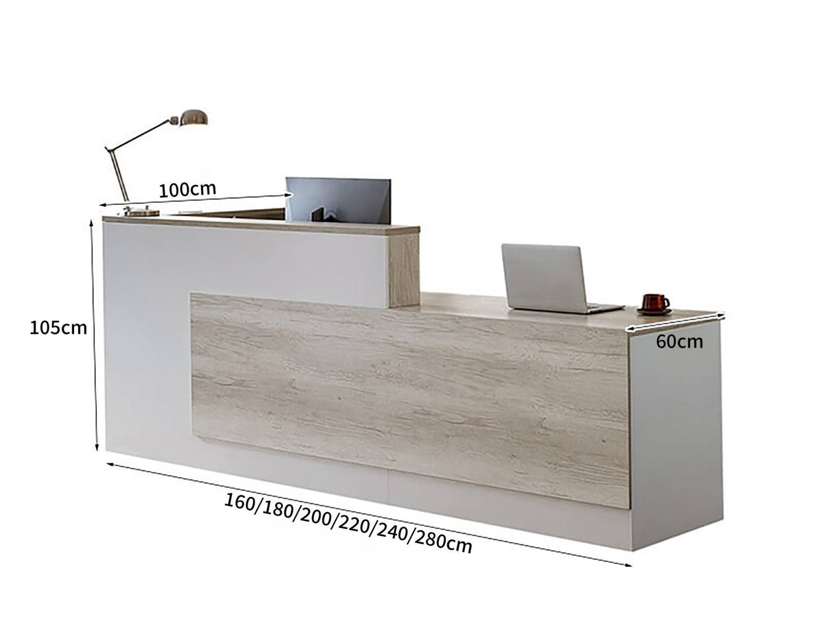 Modern Front Desk for Offices, Clinics & Studios - Dimensions 2
