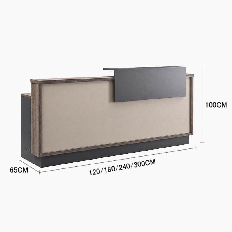 Comptoir de réception en bois pour bureaux modernes - Dimensions