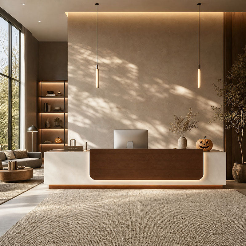 Modern Curved Reception Desk Hotel Front Desk With LED Accent Lighting-JDT-743-mainpictures 6
