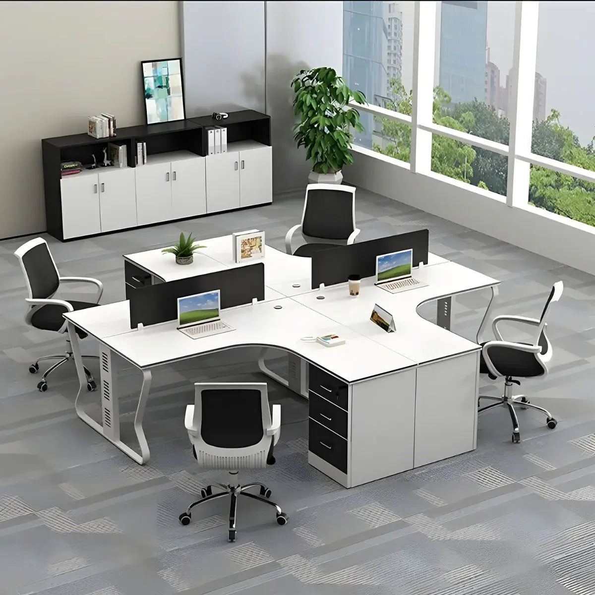 Scandi L-Shaped Desk - White Aesthetic Minimalist PC Desk ANZHAP-BGZ-2064-mainpictures 26