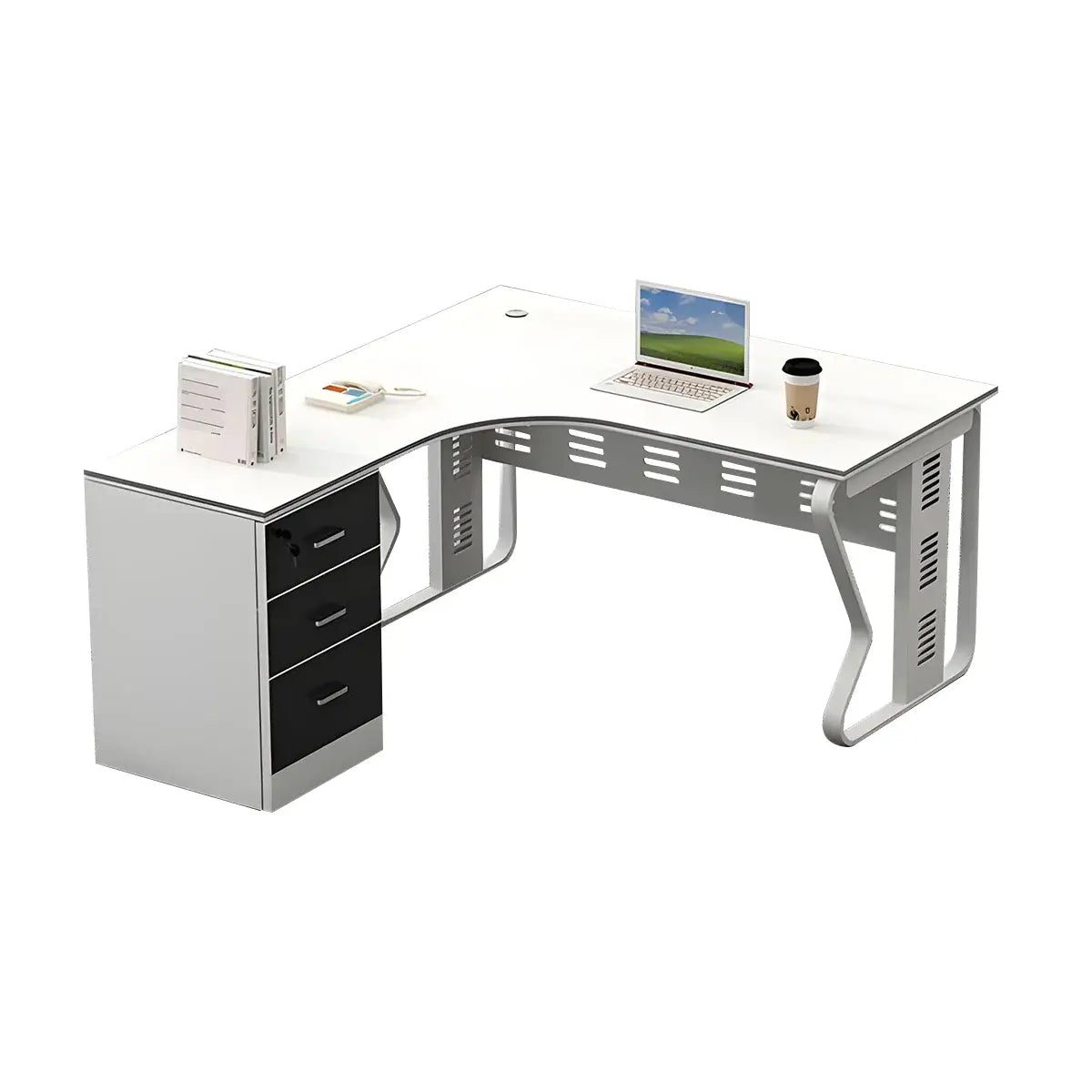 Scandi L-Shaped Desk - White Aesthetic Minimalist PC Desk ANZHAP-BGZ-2064-mainpictures 28