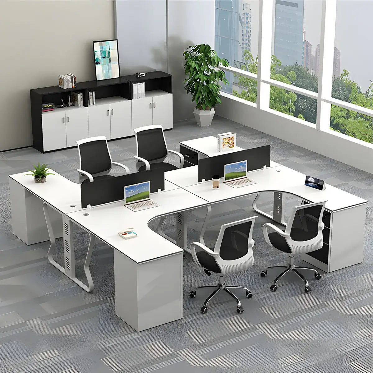 Scandi L-Shaped Desk - White Aesthetic Minimalist PC Desk ANZHAP-BGZ-2064-mainpictures 29