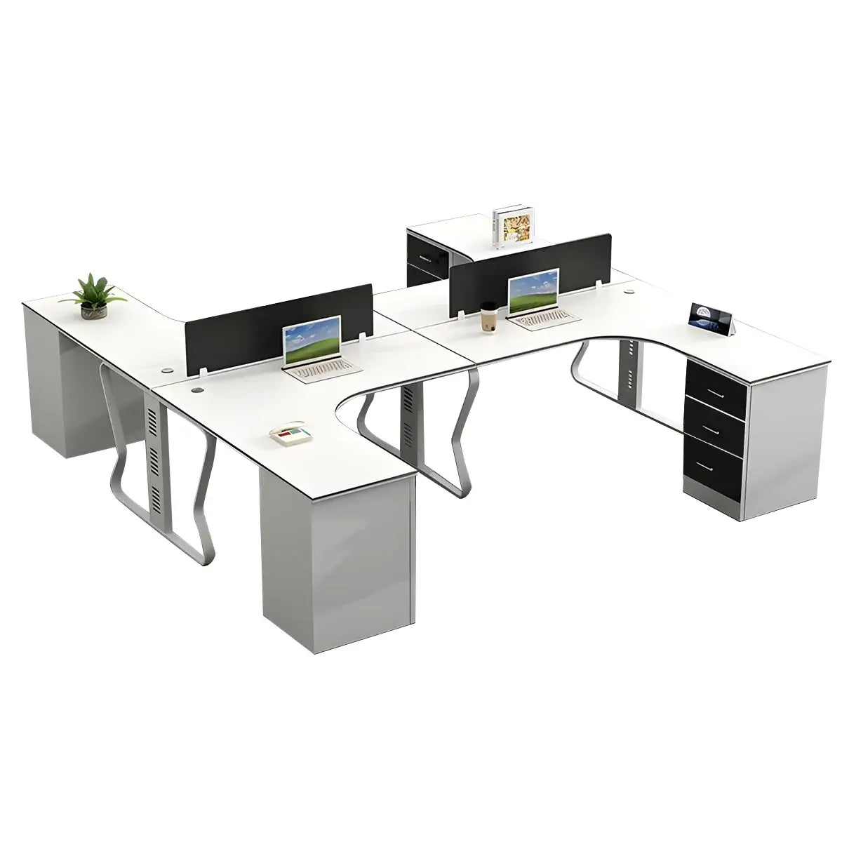 Scandi L-Shaped Desk - White Aesthetic Minimalist PC Desk ANZHAP-BGZ-2064-mainpictures 32