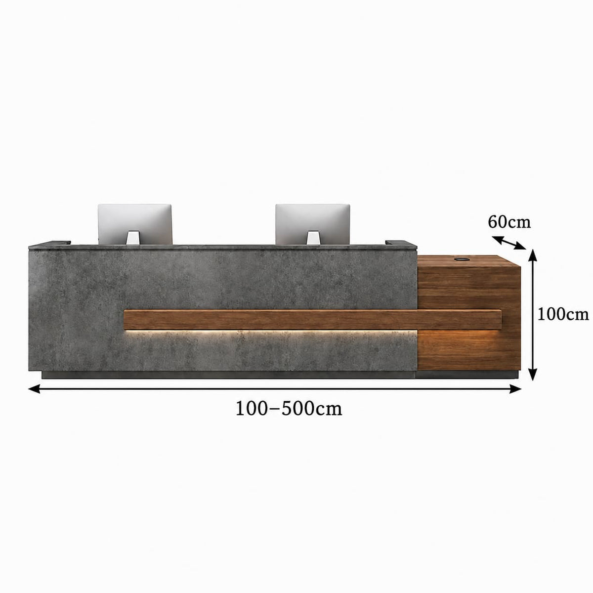 Comptoir d'accueil minimaliste, design professionnel - Dimensions