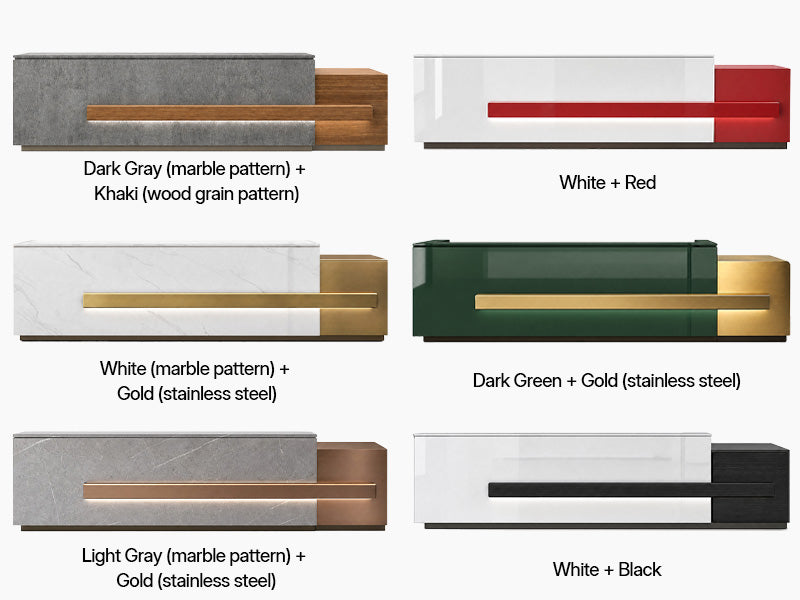 Comptoir d'accueil minimaliste, design professionnel - Options de couleur