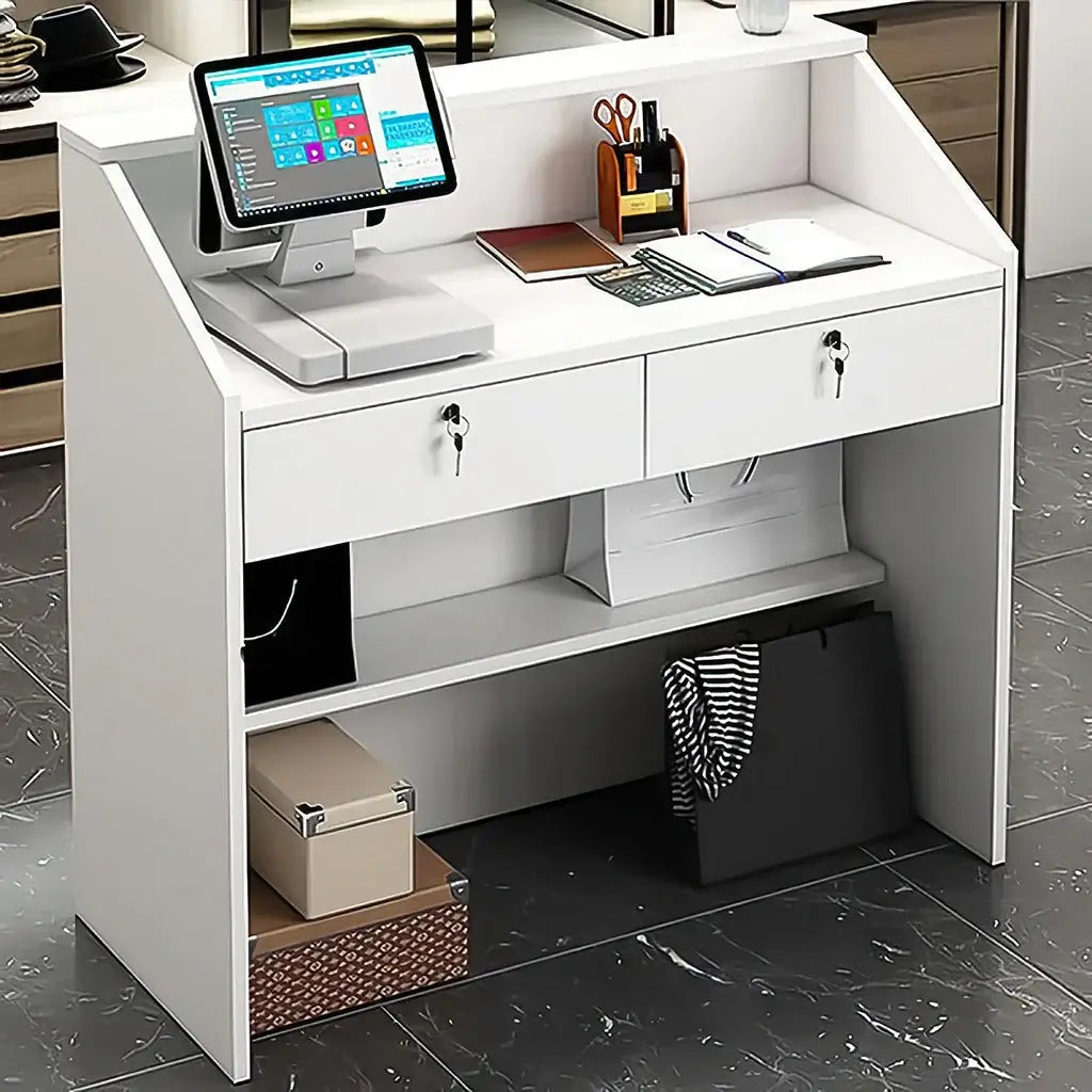 Small Wood Reception Desk Compact Space-Saving Salon Welcome Desk ANZHAP-JDT-1062-mainpictures 1