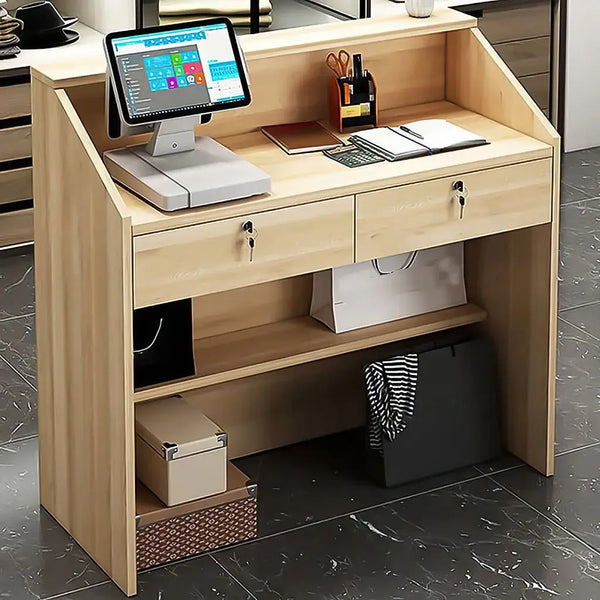 Small Wood Reception Desk Compact Space-Saving Salon Welcome Desk ANZHAP-JDT-1062-mainpictures 2