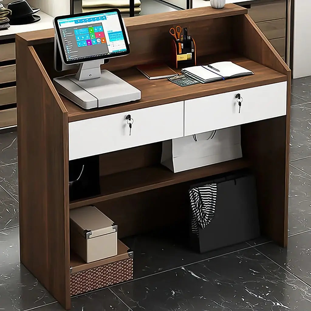 Small Wood Reception Desk Compact Space-Saving Salon Welcome Desk ANZHAP-JDT-1062-mainpictures 3