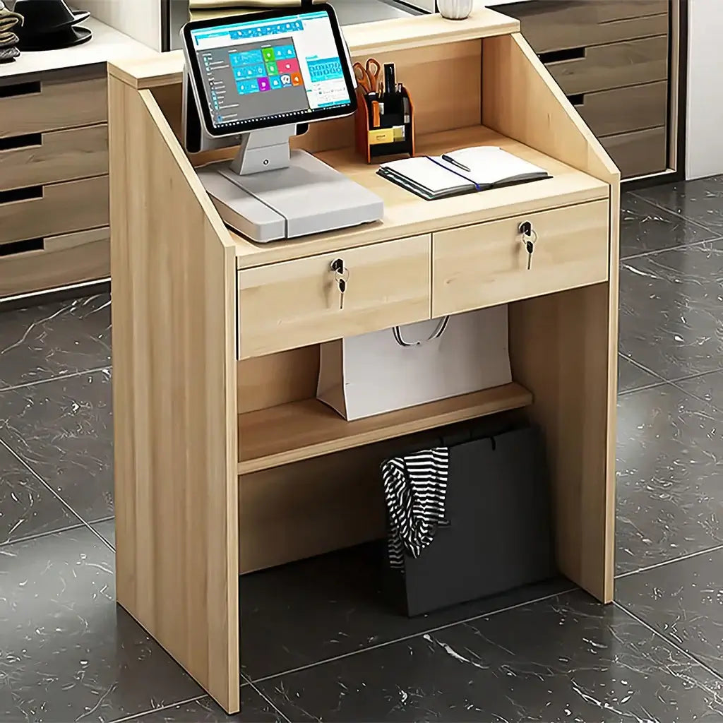 Small Wood Reception Desk Compact Space-Saving Salon Welcome Desk ANZHAP-JDT-1062-mainpictures 9