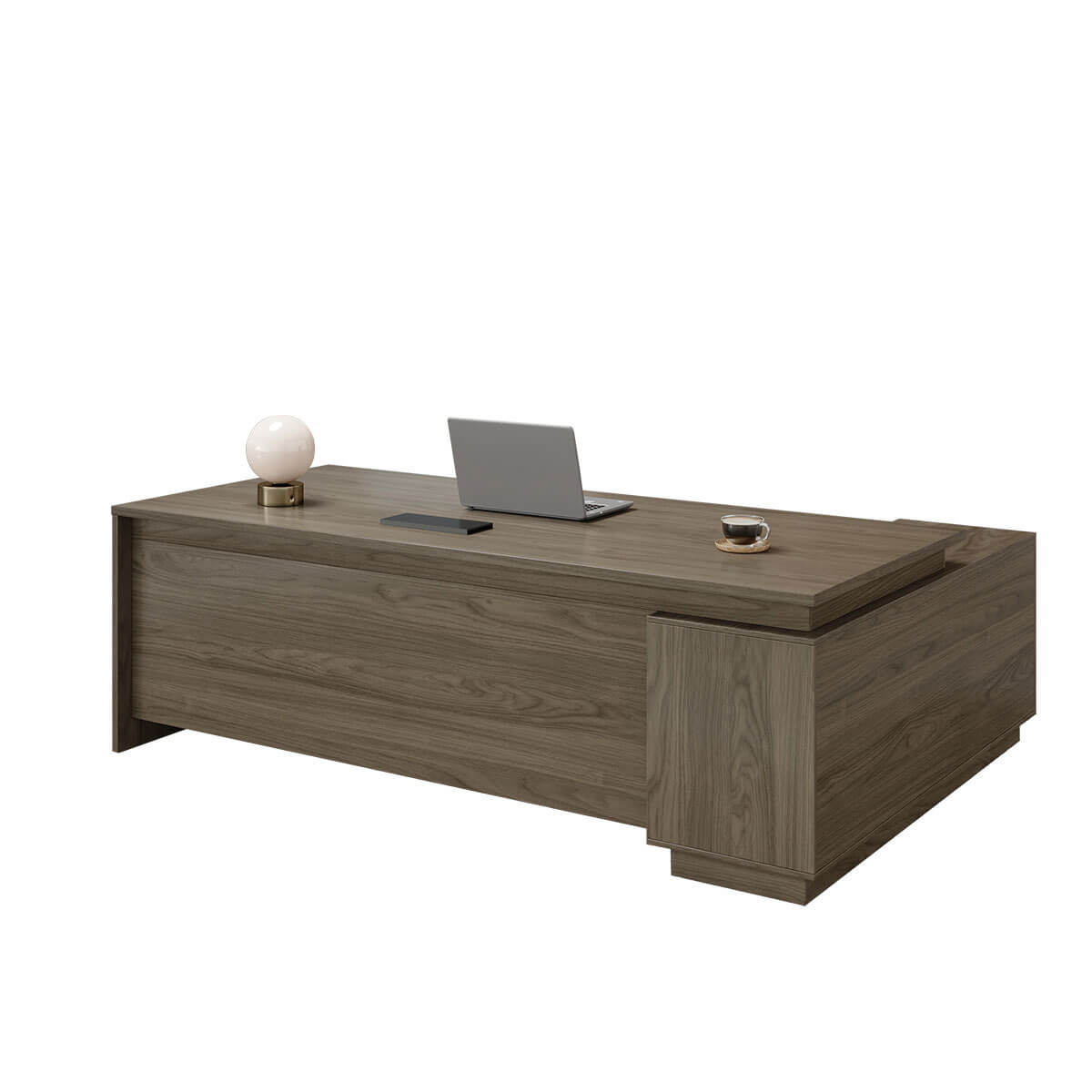 Walnut Executive Desk with Return and Integrated Storage - ANZHAP LBZ-2141 Main picture 5