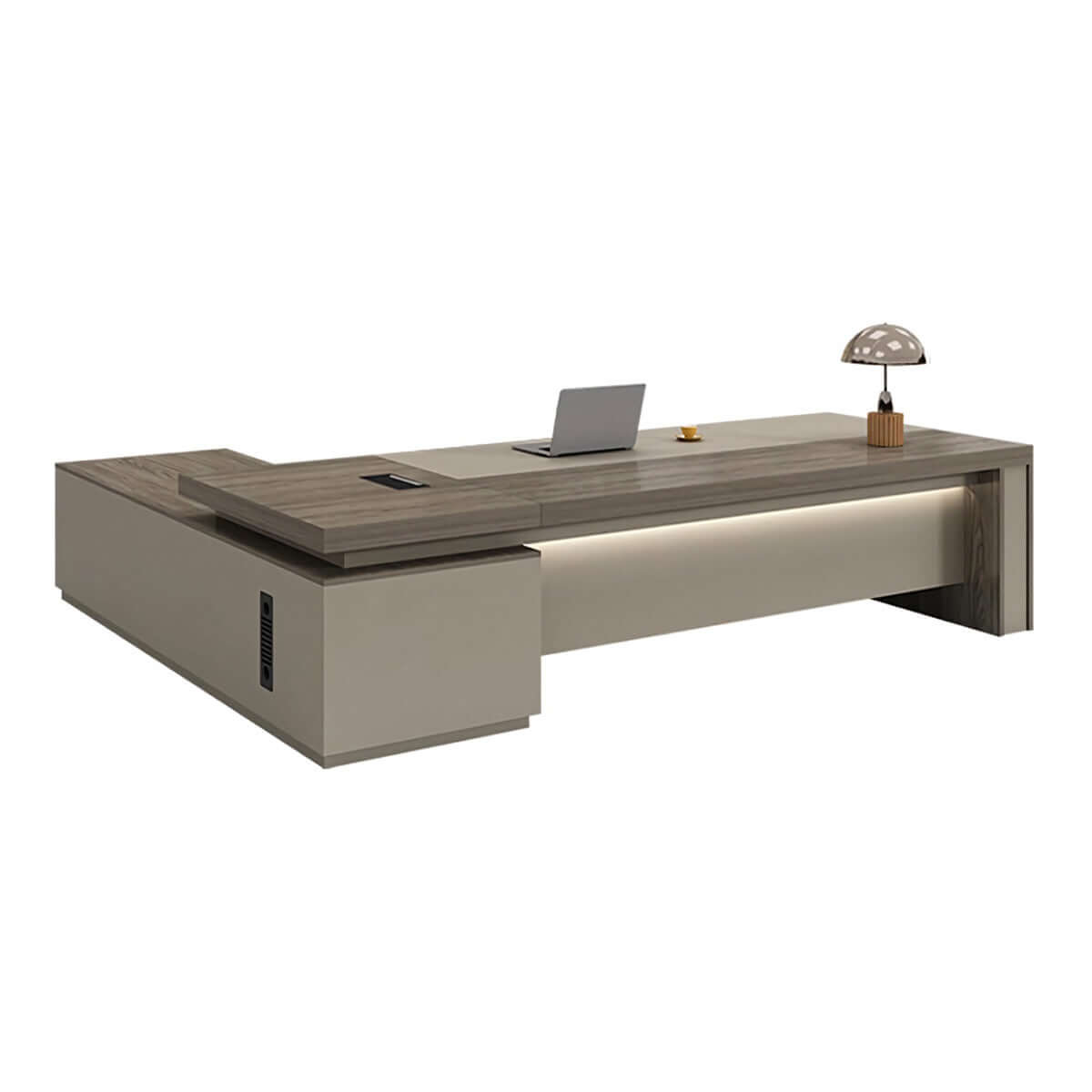 Walnut Executive Director Desk - L-Shaped Boss Desk and Cabinet Set - ANZHAP LBZ-004 Main picture 15