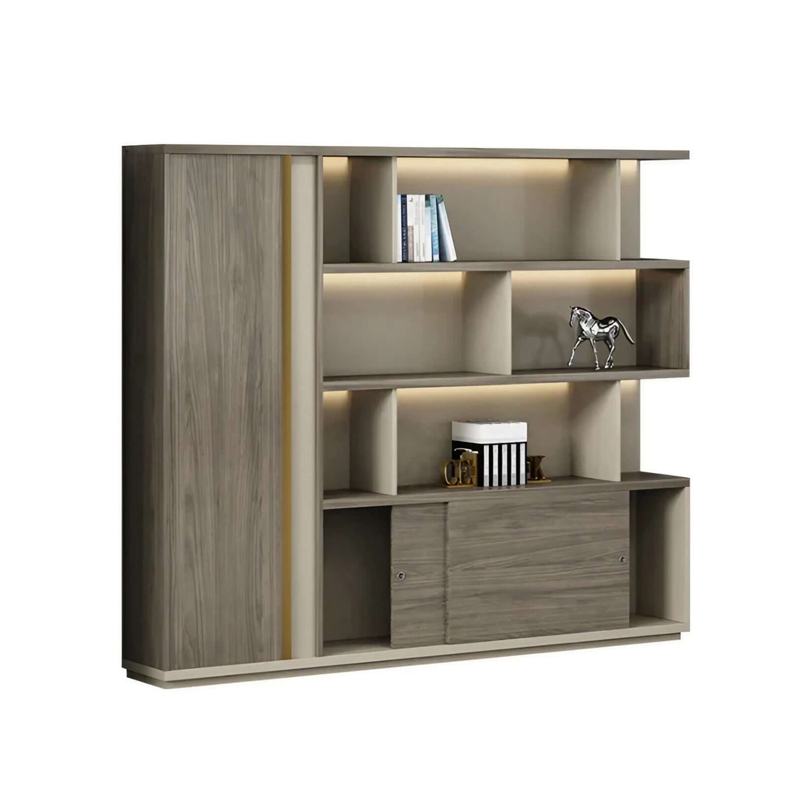 Walnut Executive Director Desk - L-Shaped Boss Desk and Cabinet Set - ANZHAP LBZ-004 Main picture 3