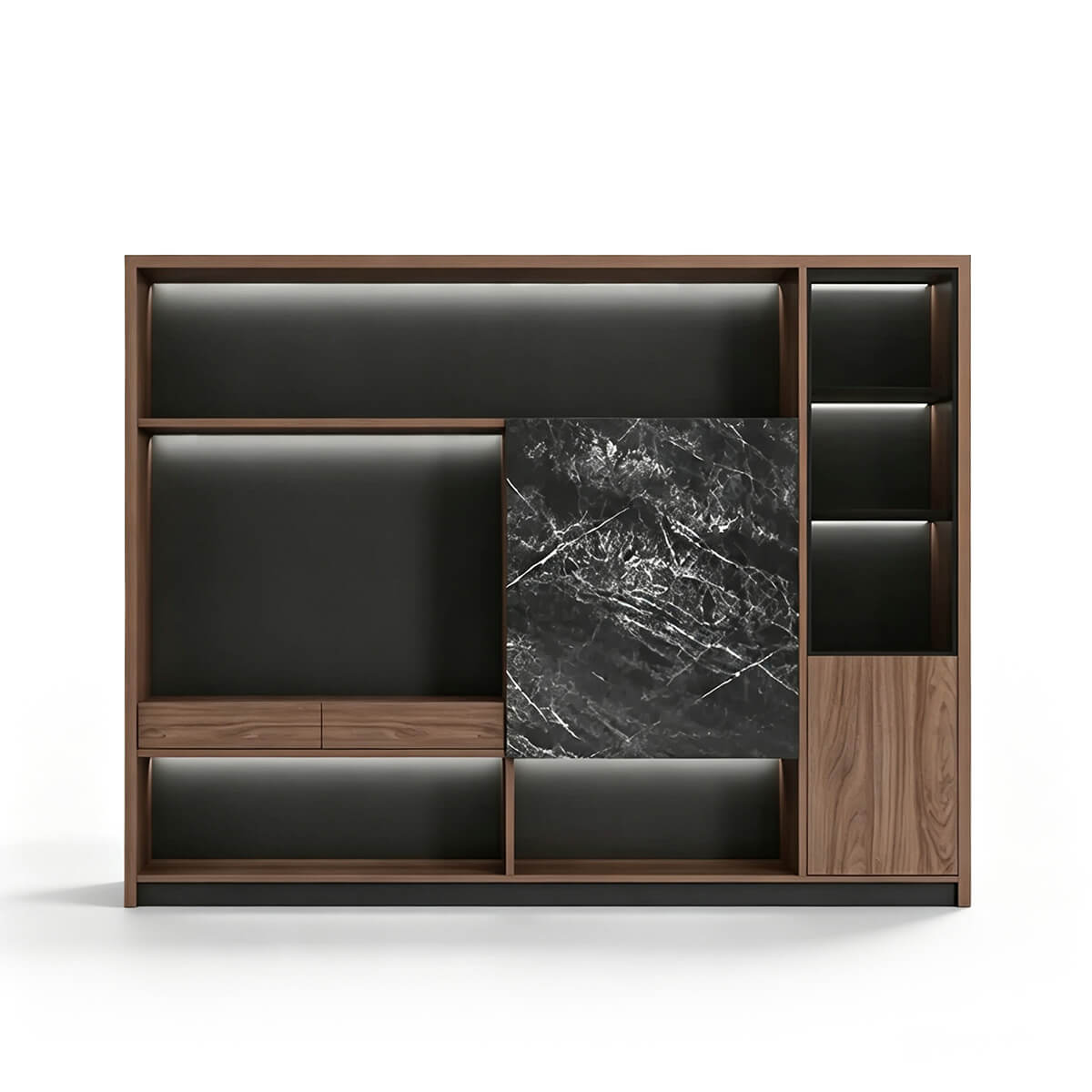 Walnut Executive Director Desk - L-Shaped Boss Desk and Cabinet Set - ANZHAP LBZ-004 Main picture 7